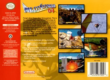 Pilotwings 64 (USA) box cover back